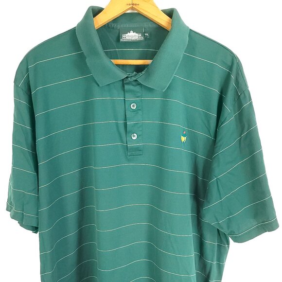 Masters Polo Shirt Men's XXL Green White Stripes Clubhouse Collection Italy - Picture 1 of 11